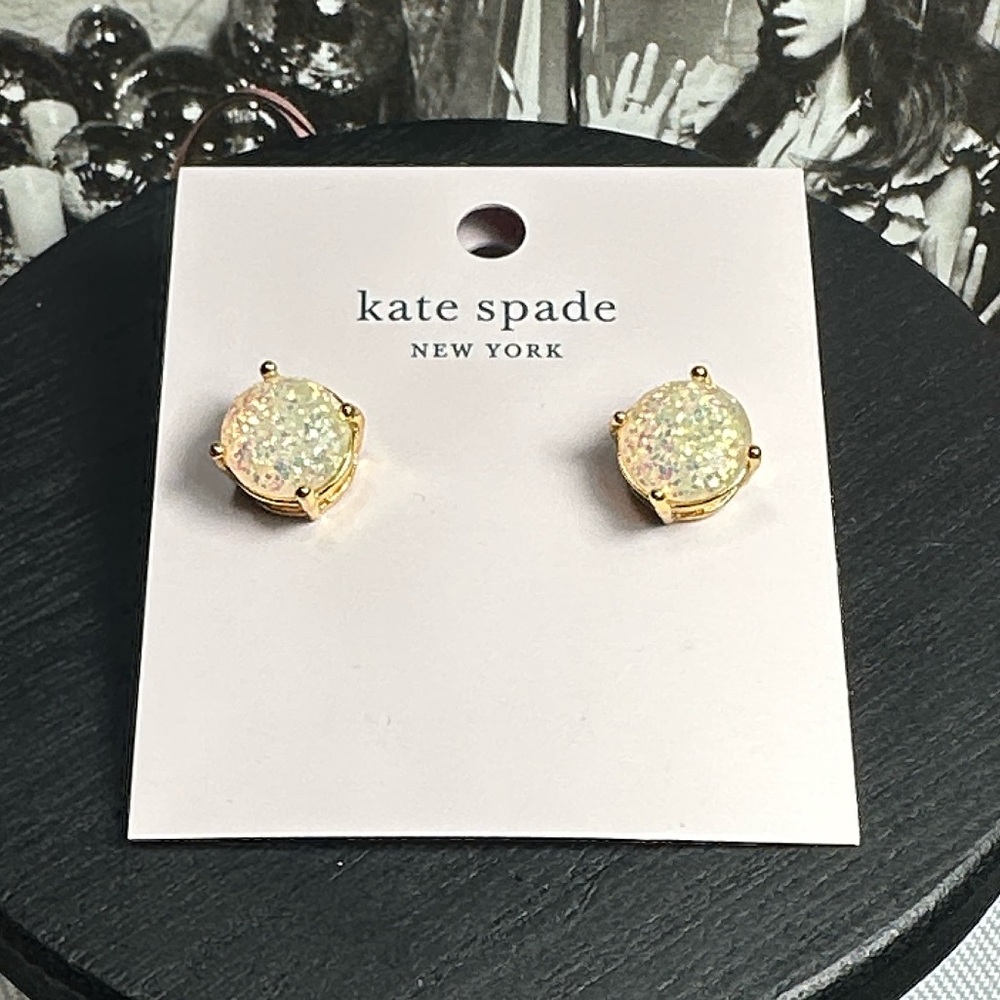 Kate Spade Earrings opal glitter gold NEW!